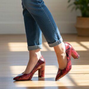 NEW MARC FISHER SNAKE PRINT Pump Heel Sandal Slip On